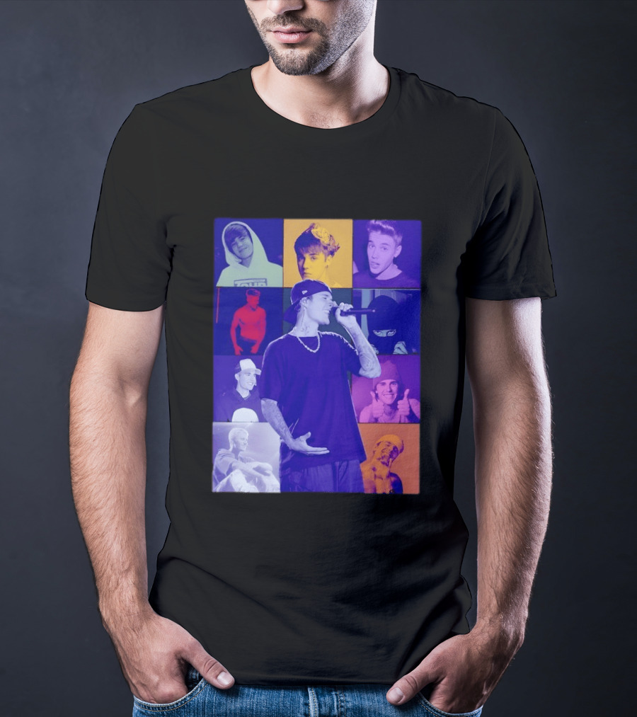 Justin Bieber The Eras Tour Concert Retro Photo Collage T-Shirt