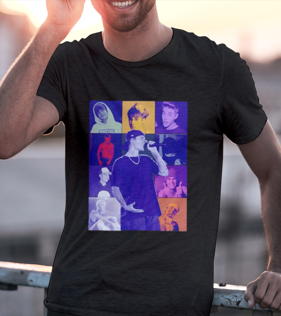 Justin Bieber The Eras Tour Concert Retro Photo Collage T-Shirt