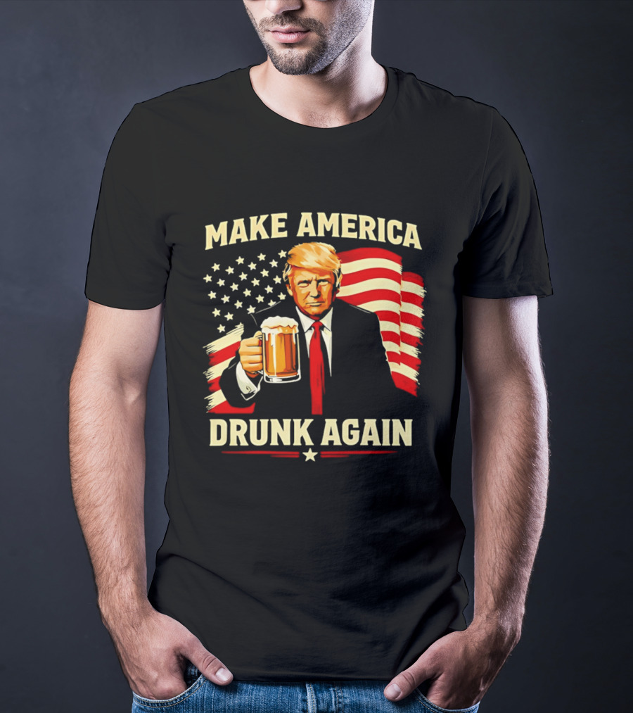 Patriotic Trump Make America Drunk Again Flag Beer T-Shirt