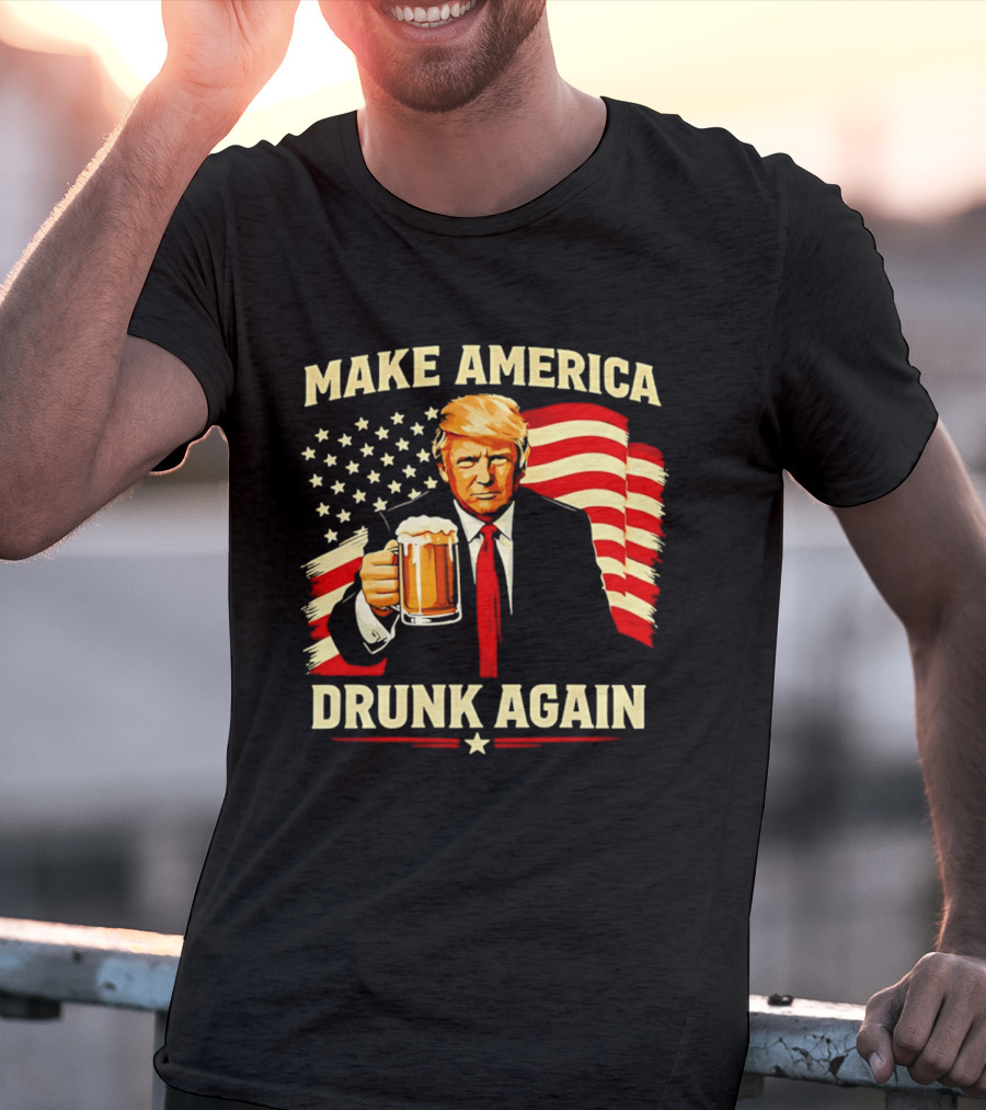 Patriotic Trump Make America Drunk Again Flag Beer T-Shirt