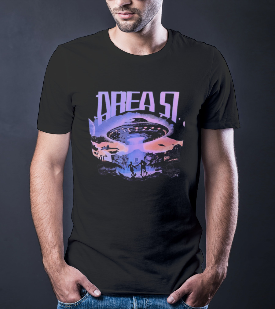 Area 51 UFO Extraterrestrial Invasion Scene T-Shirt