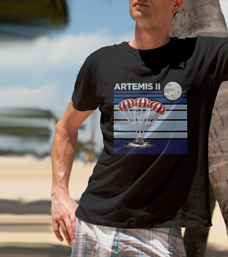 Artemis II Splashdown 2026 Orion Spacecraft Landed With Moon Parachute Scene T-Shirt