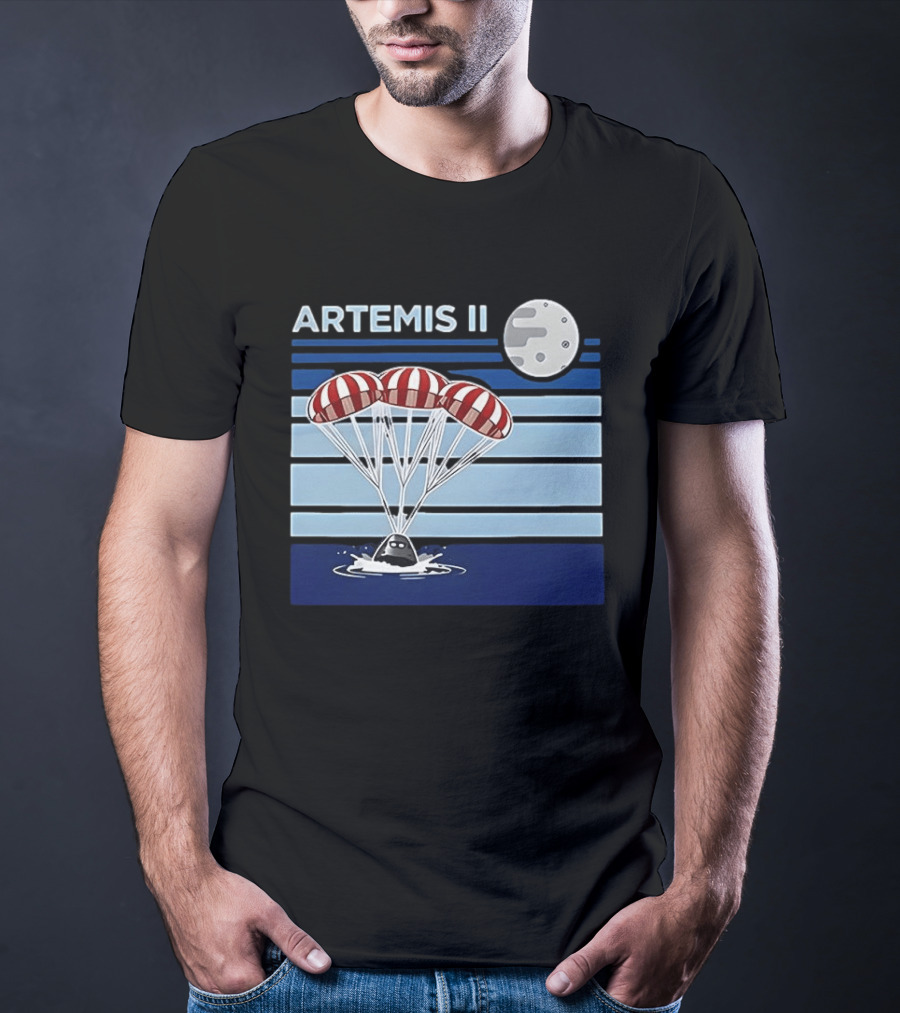 Artemis II Splashdown 2026 Orion Spacecraft Landed With Moon Parachute Scene T-Shirt