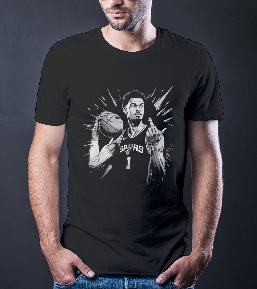 Victor Wembanyama San Antonio Spurs Basketball Middle Finger Bold Hype T-Shirt