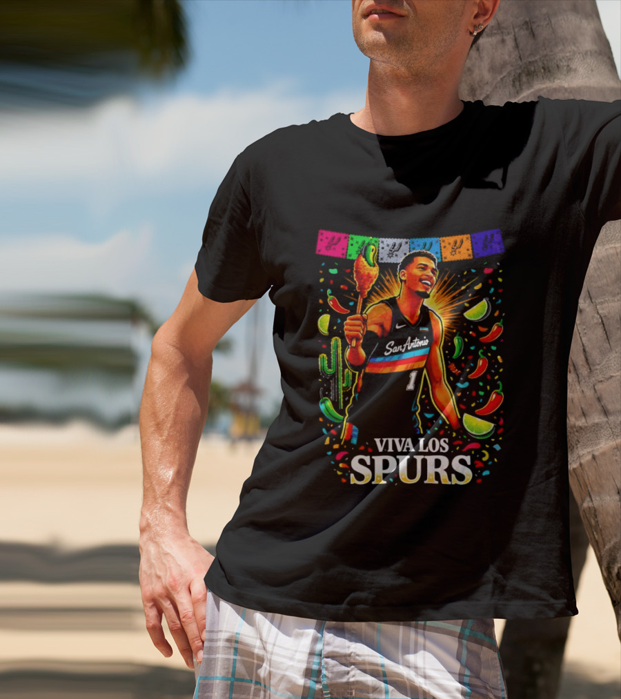 Viva Los Spurs Victor Wembanyama San Antonio Basketball NBA Fiesta Celebration T-Shirt