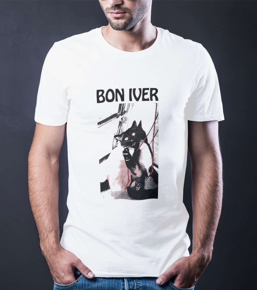 Bon Iver Cat With Guitar Image T-Shirt