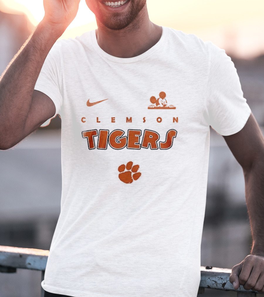 Clemson Tigers Mickey Mouse Ears Up Game On Nike T-Shirt