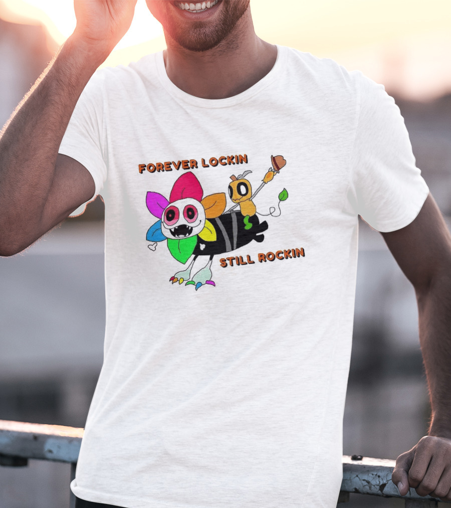 Forever Lockin Still Rockin Colorful Creature Toon T-Shirt