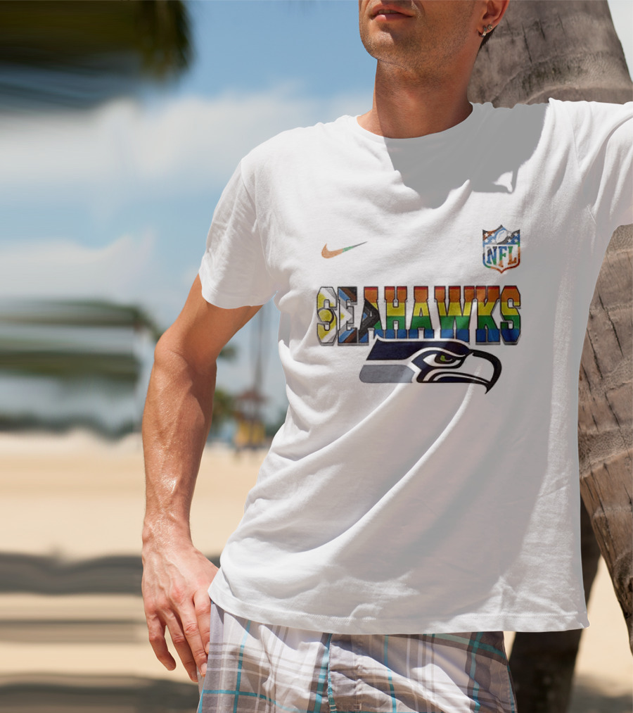 Seattle Seahawks Rainbow Pride NFL Peanuts Collaboration Snoopy Nike T-Shirt