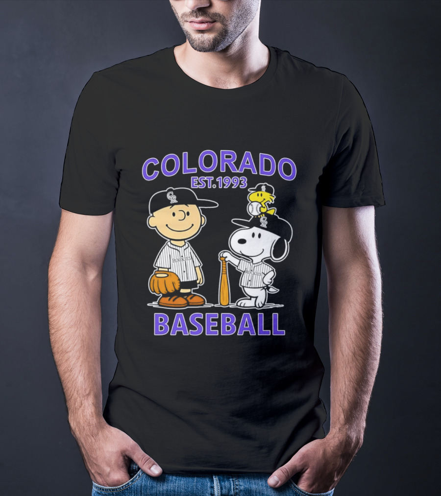 Charlie Brown Snoopy Woodstocks Colorado Baseball EST 1993 T-Shirt