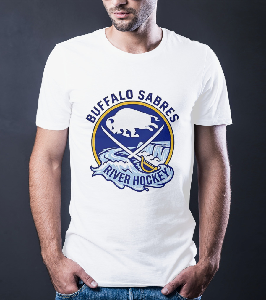Buffalo Sabres River Hockey White Buffalo And Swords T-Shirt