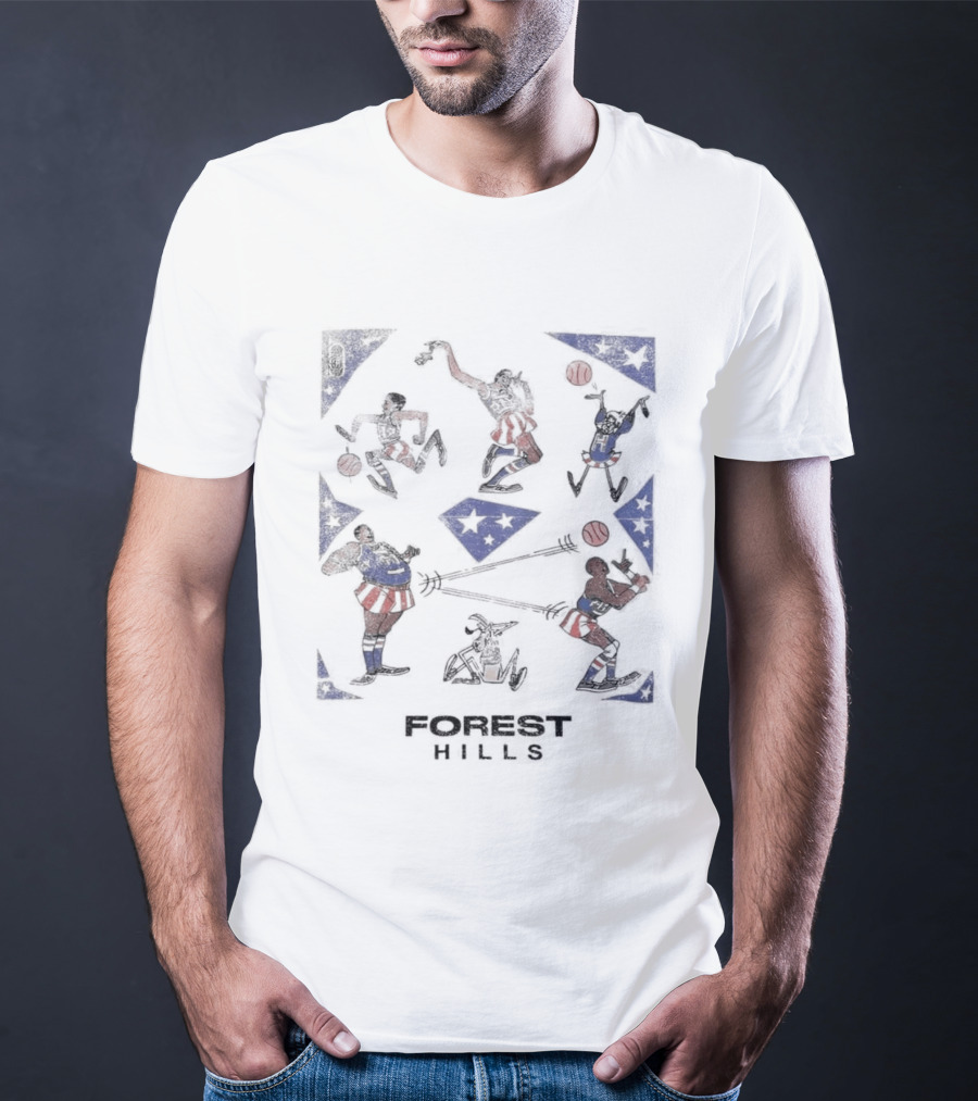 Forest Hills Basketball Cartoon Characters T-Shirt