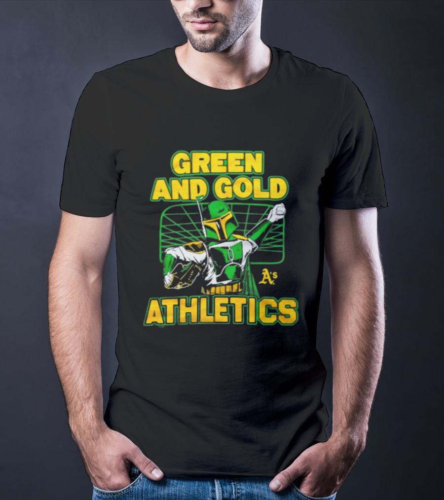 Green And Gold Athletics Dark Side Star Wars Bounty Hunter T-Shirt
