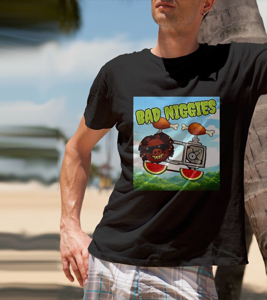 Bad Niggies Angry Birds Parody Flying Pig T-Shirt