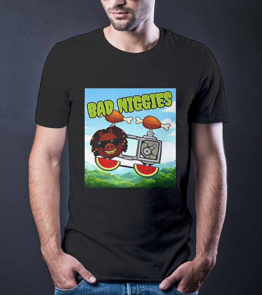 Bad Niggies Angry Birds Parody Flying Pig T-Shirt