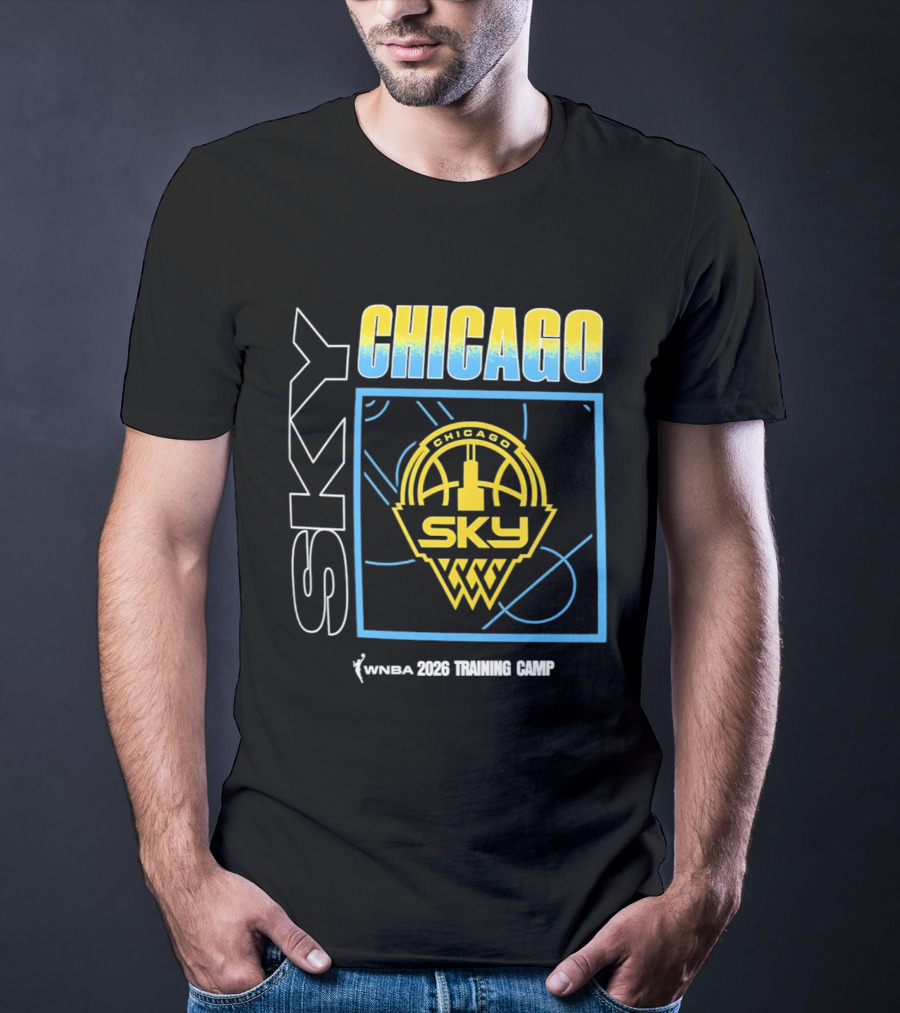 Chicago Sky WNBA 2026 Training Camp Logo With Basketball And Skyline T-Shirt
