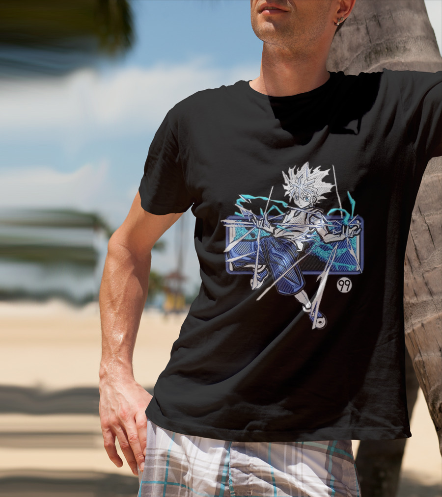 Hunter X Hunter Killua 99 Anime Graphic Manga Style Electric Aura T-Shirt