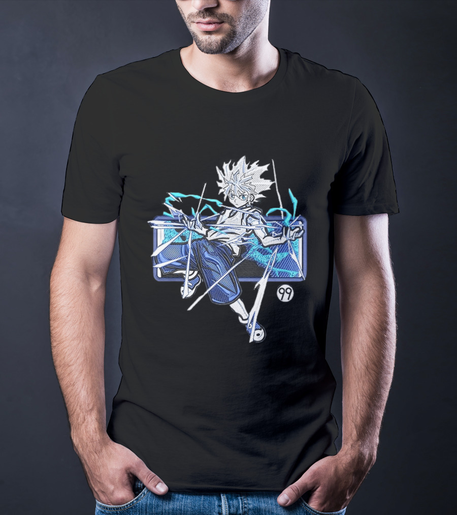 Hunter X Hunter Killua 99 Anime Graphic Manga Style Electric Aura T-Shirt