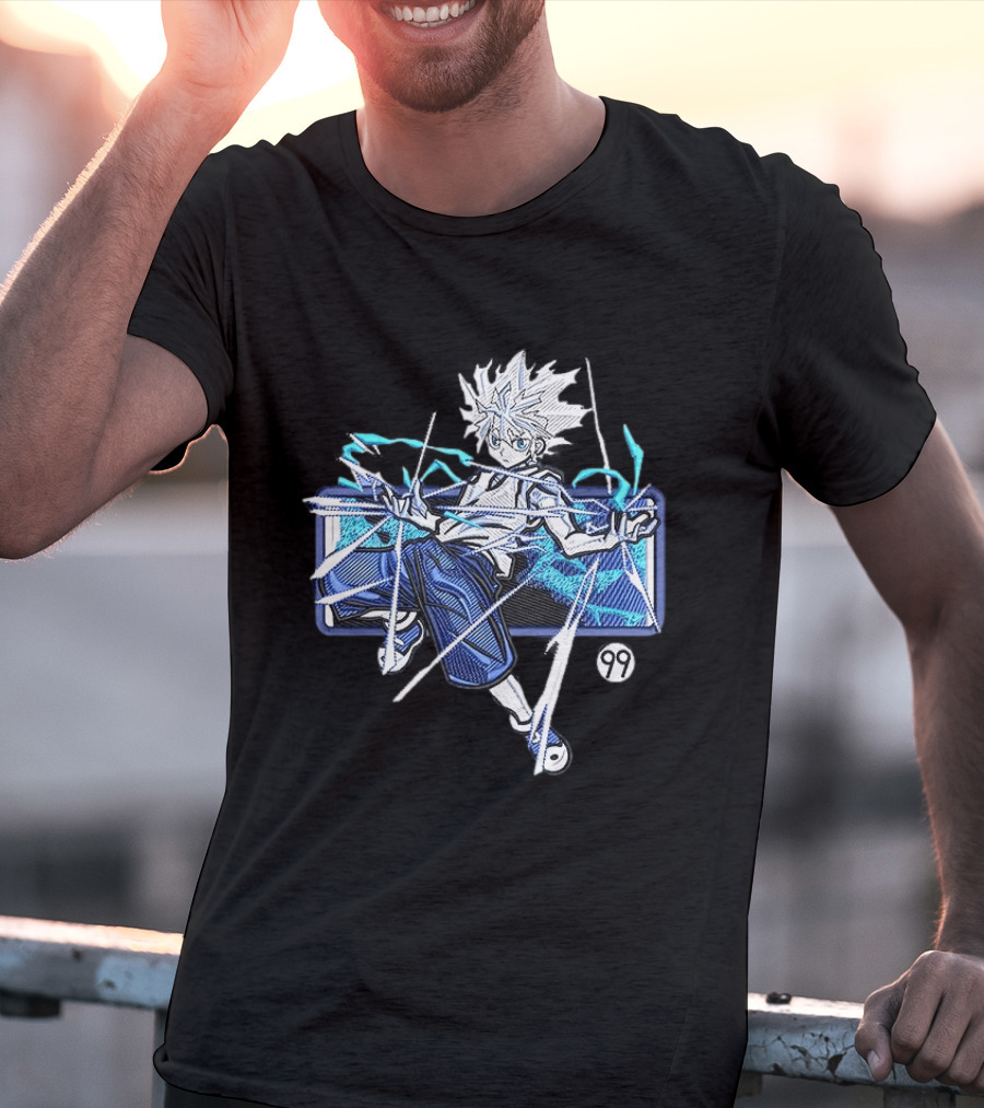 Hunter X Hunter Killua 99 Anime Graphic Manga Style Electric Aura T-Shirt