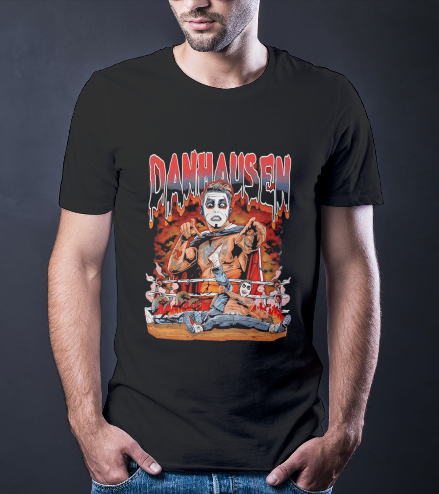 Danhausen Very Nice Very Evil Wrestling Bats Fire Ring Scene T-Shirt