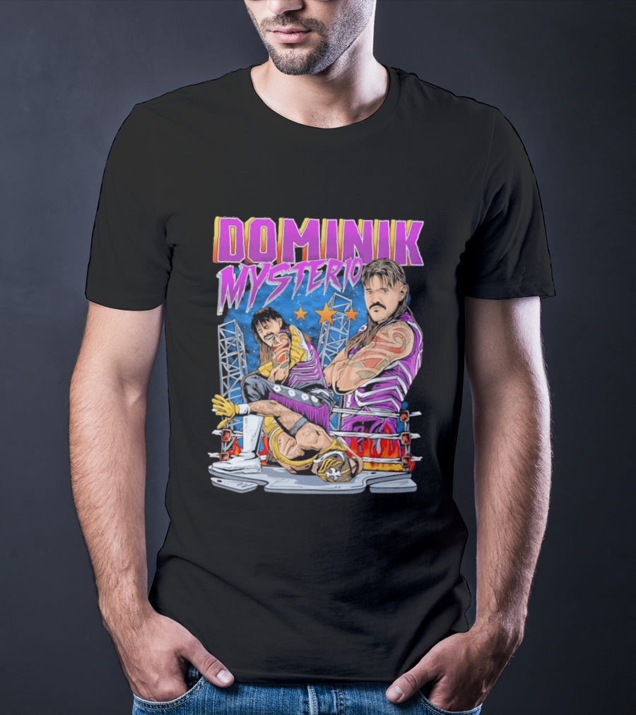 Dominik Mysterio Wrestling Match Illustration Purple Star T-Shirt