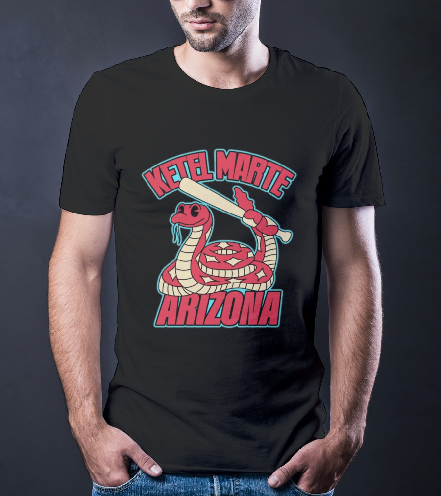 Ketel Marte Arizona Snake Cartoon With Baseball Bat T-Shirt