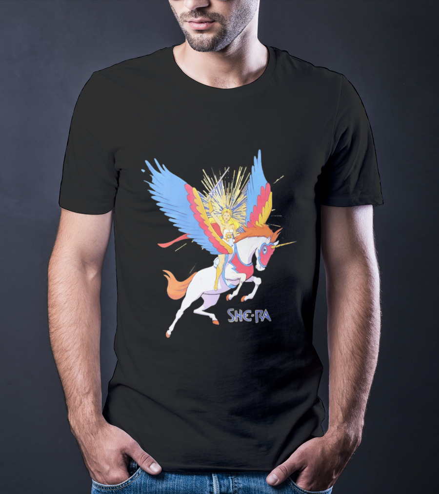 She Ra Riding Swift Wind Pegasus Unicorn Adventure T-Shirt