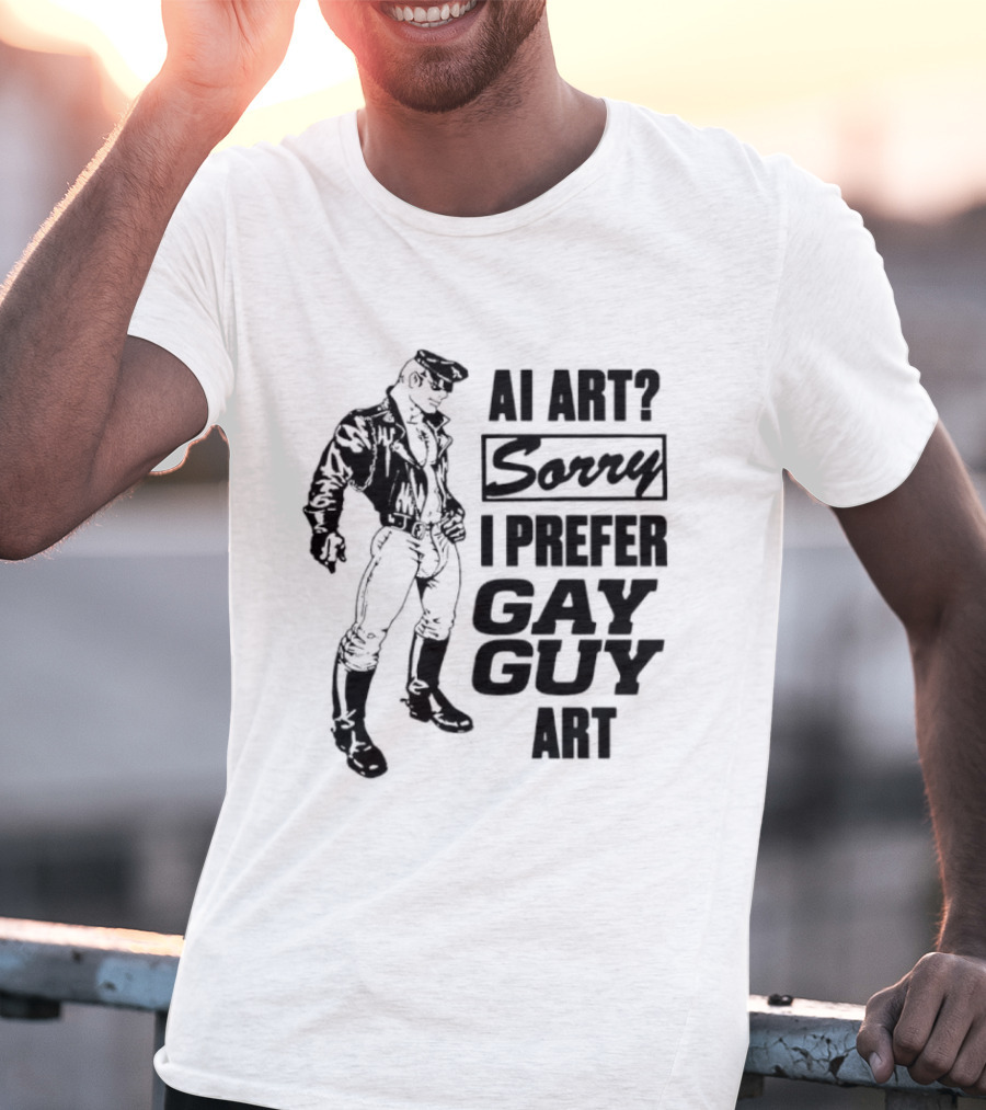 AI Art Sorry I Prefer Gay Guy Art Biker T-Shirt