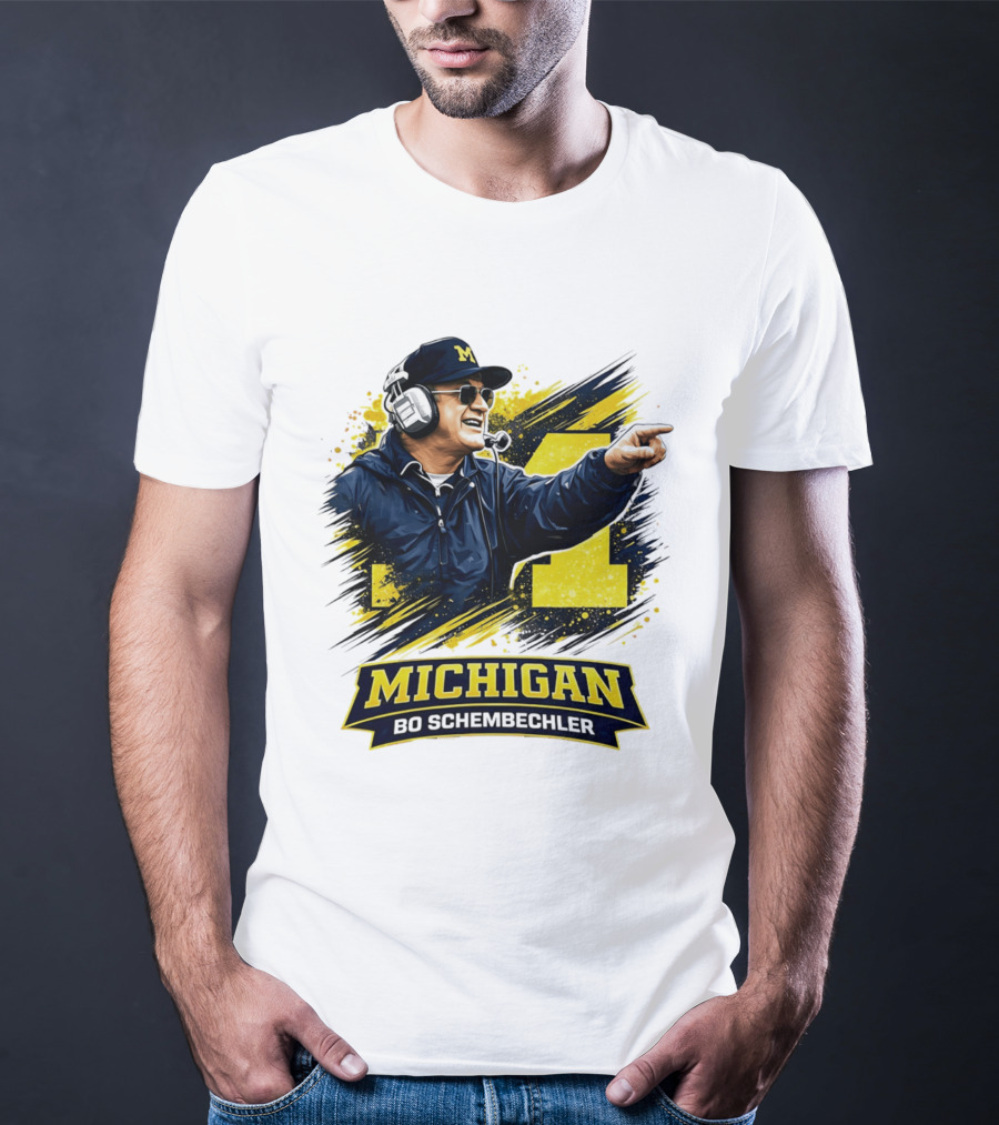 Bo Schembechler Michigan Wolverines Coach Iconic M Football T-Shirt