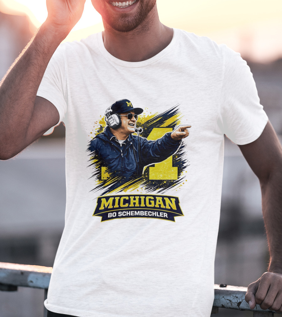 Bo Schembechler Michigan Wolverines Coach Iconic M Football T-Shirt