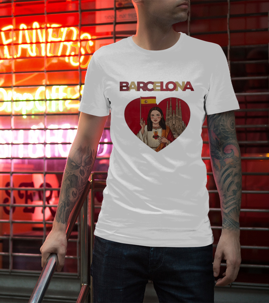 Barcelona Heart Flag Sagrada Familia Olivia Rodrigo Collaboration T-Shirt
