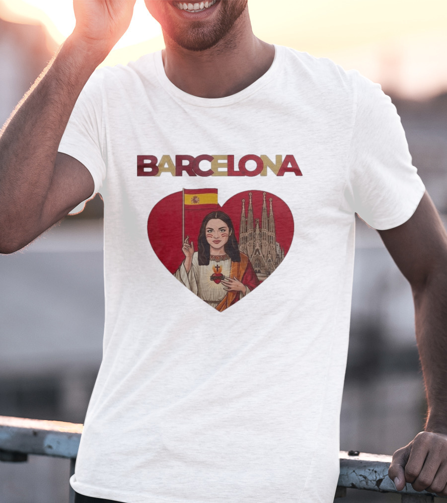 Barcelona Heart Flag Sagrada Familia Olivia Rodrigo Collaboration T-Shirt