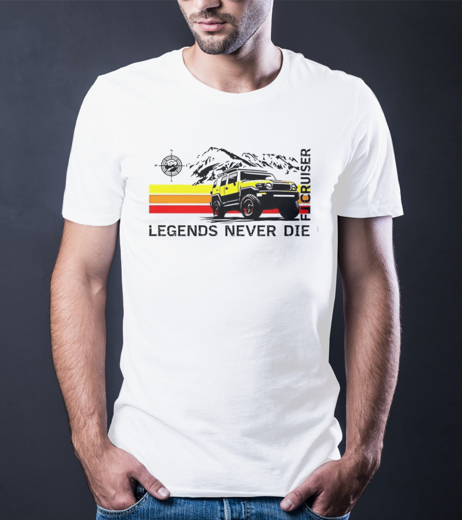 FJ Cruiser Legends Never Die Mountain Compass Sunset Adventure T-Shirt