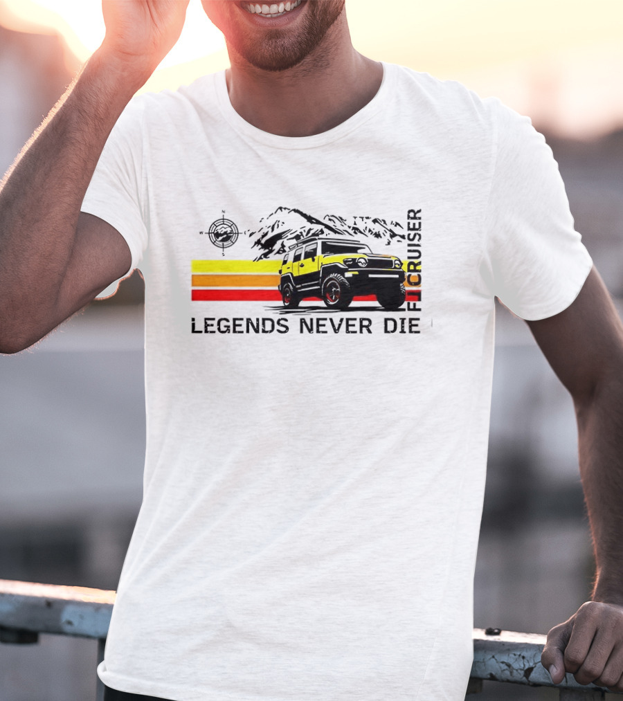 FJ Cruiser Legends Never Die Mountain Compass Sunset Adventure T-Shirt