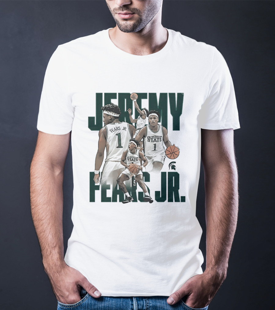 Jeremy Fears Jr Michigan State Spartans Basketball Player Collage T-Shirt