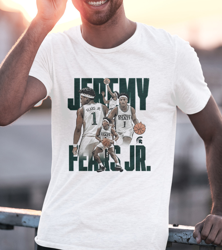 Jeremy Fears Jr Michigan State Spartans Basketball Player Collage T-Shirt