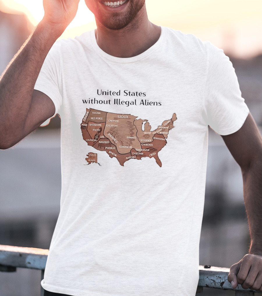 United States Map Featuring Native Tribes And Nations T-Shirt