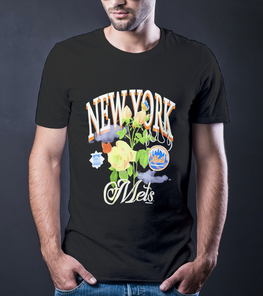 New York Mets Floral Baseball Mets T-Shirt
