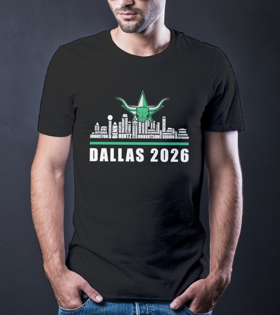 Dallas 2026 City Skyline Bull Star T-Shirt