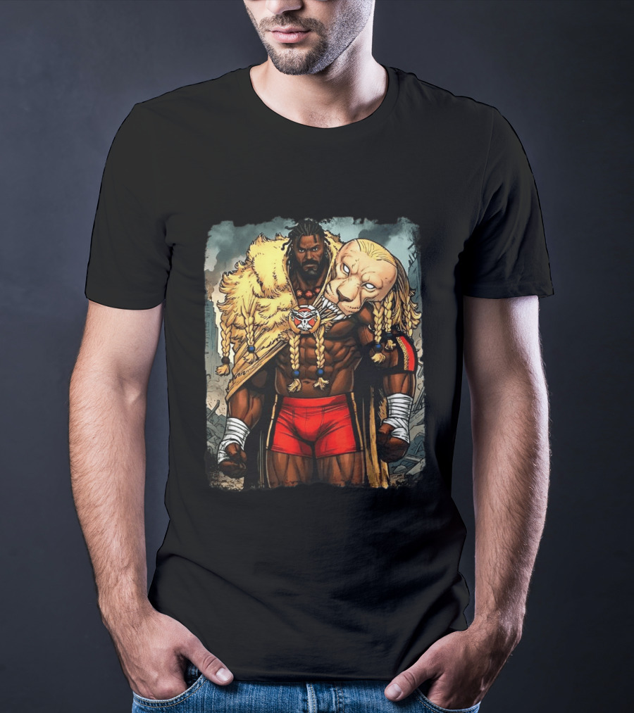 Oba Femi Lion's Strength WWE Red Shorts Fierce Warrior Costume T-Shirt