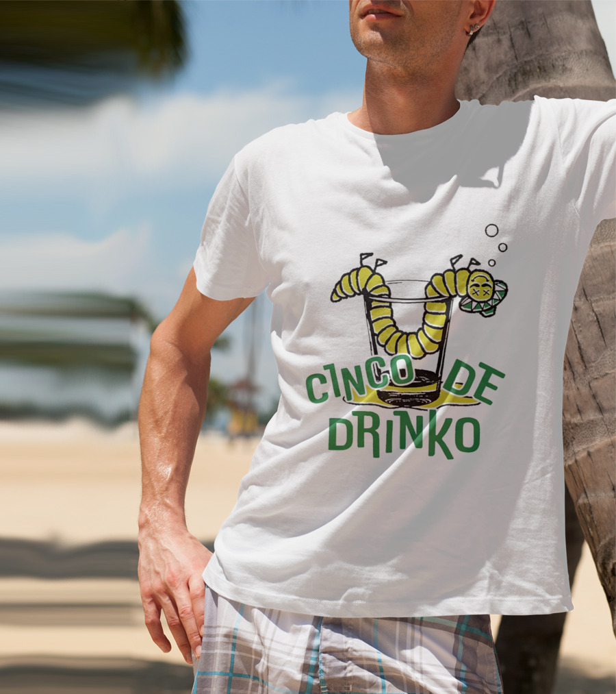 Cinco De Drinko Tequila Worm Drink Glass Bubbles T-Shirt