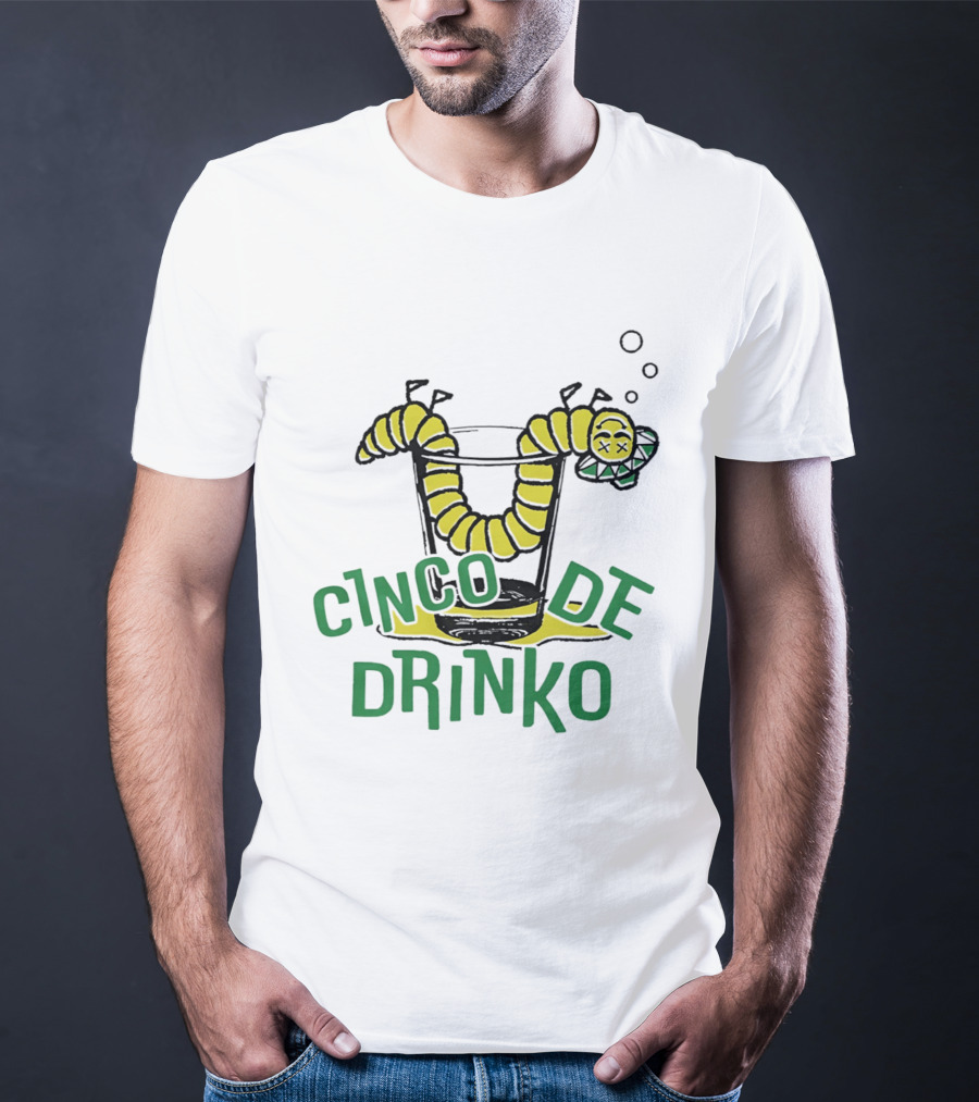 Cinco De Drinko Tequila Worm Drink Glass Bubbles T-Shirt