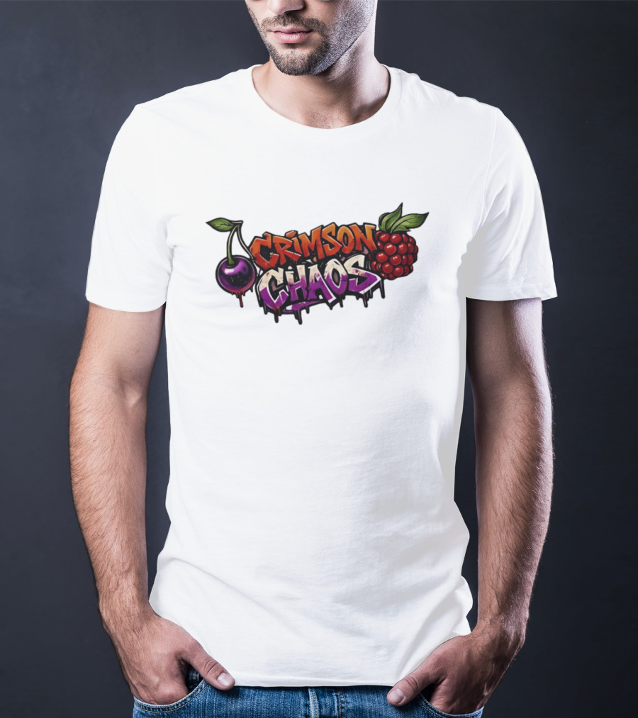 Crimson Chaos Fruits Cherry And Raspberry Graffiti T-Shirt