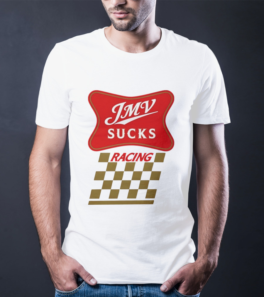 JMV Sucks Racing Checkered Flag Red And White T-Shirt