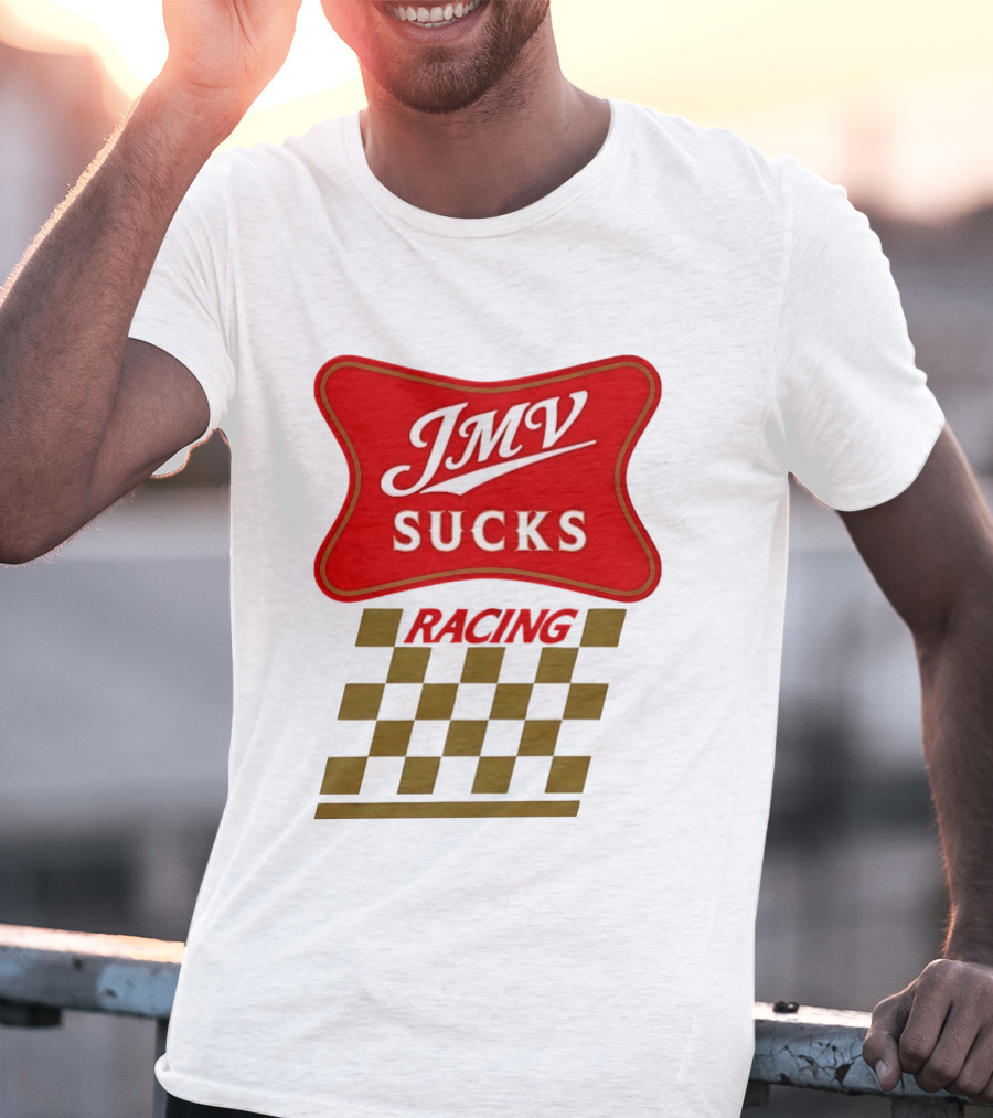 JMV Sucks Racing Checkered Flag Red And White T-Shirt