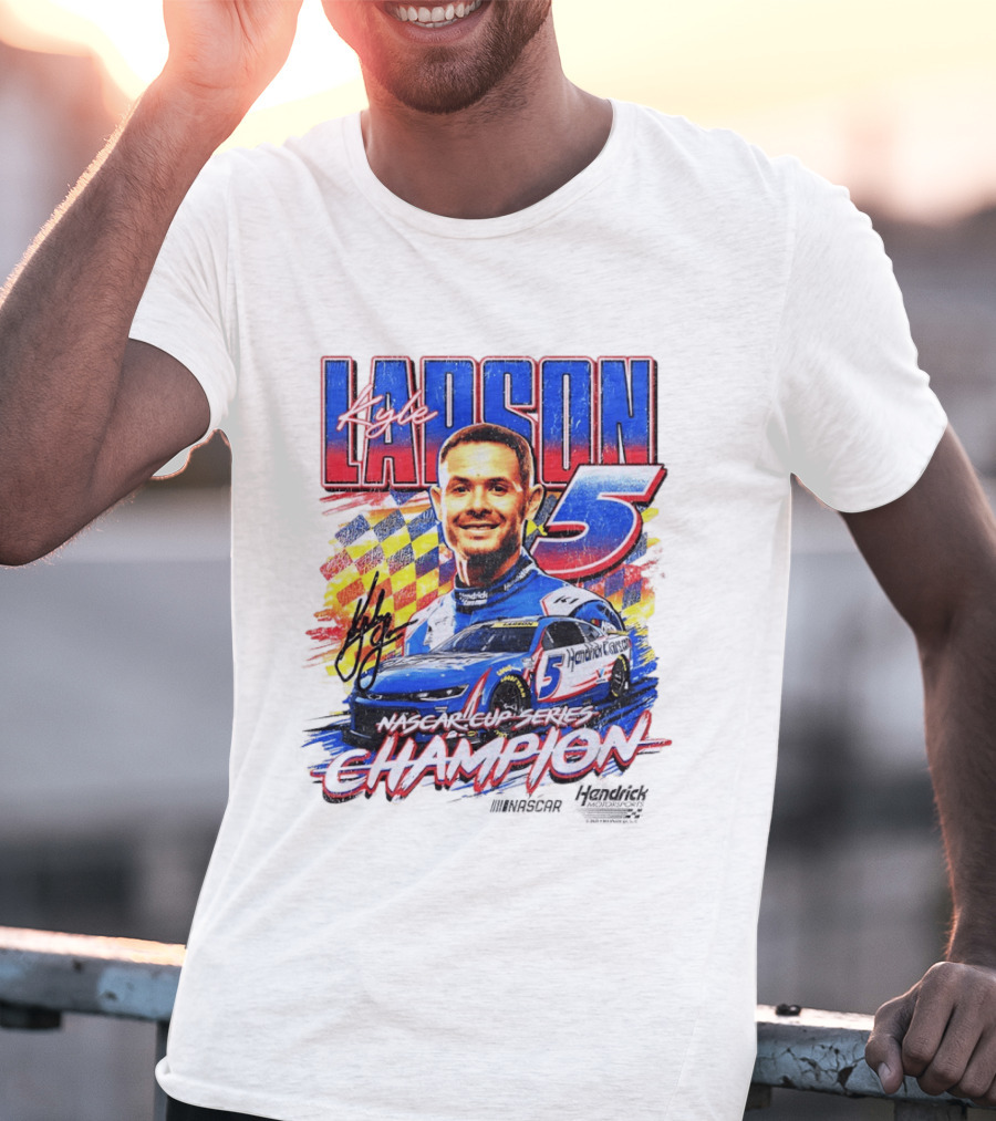 Kyle Larson NASCAR Cup Series Champion Number 5 Hendrick Motorsports Signature T-Shirt