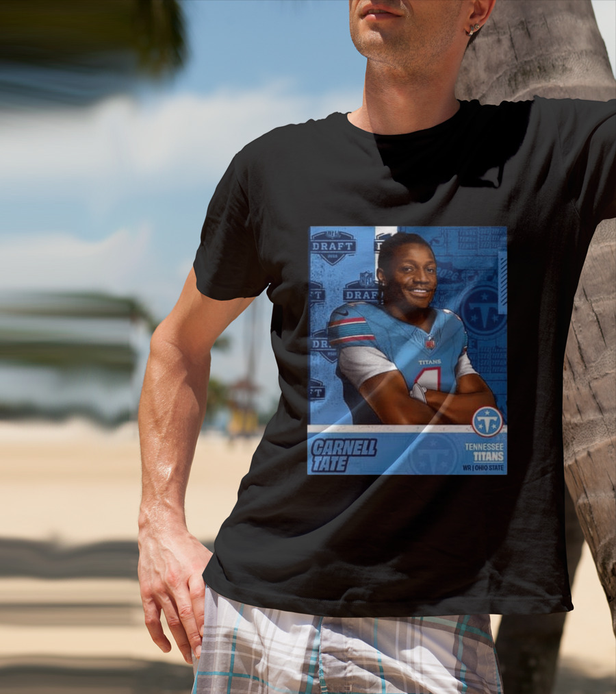 Carnell Tate Tennessee Titans 2026 NFL Draft Pick Round 1 Pick 4 WR Ohio State T-Shirt