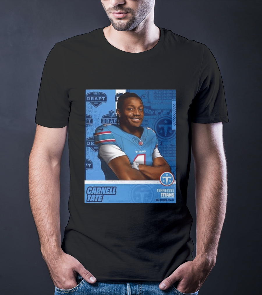 Carnell Tate Tennessee Titans 2026 NFL Draft Pick Round 1 Pick 4 WR Ohio State T-Shirt