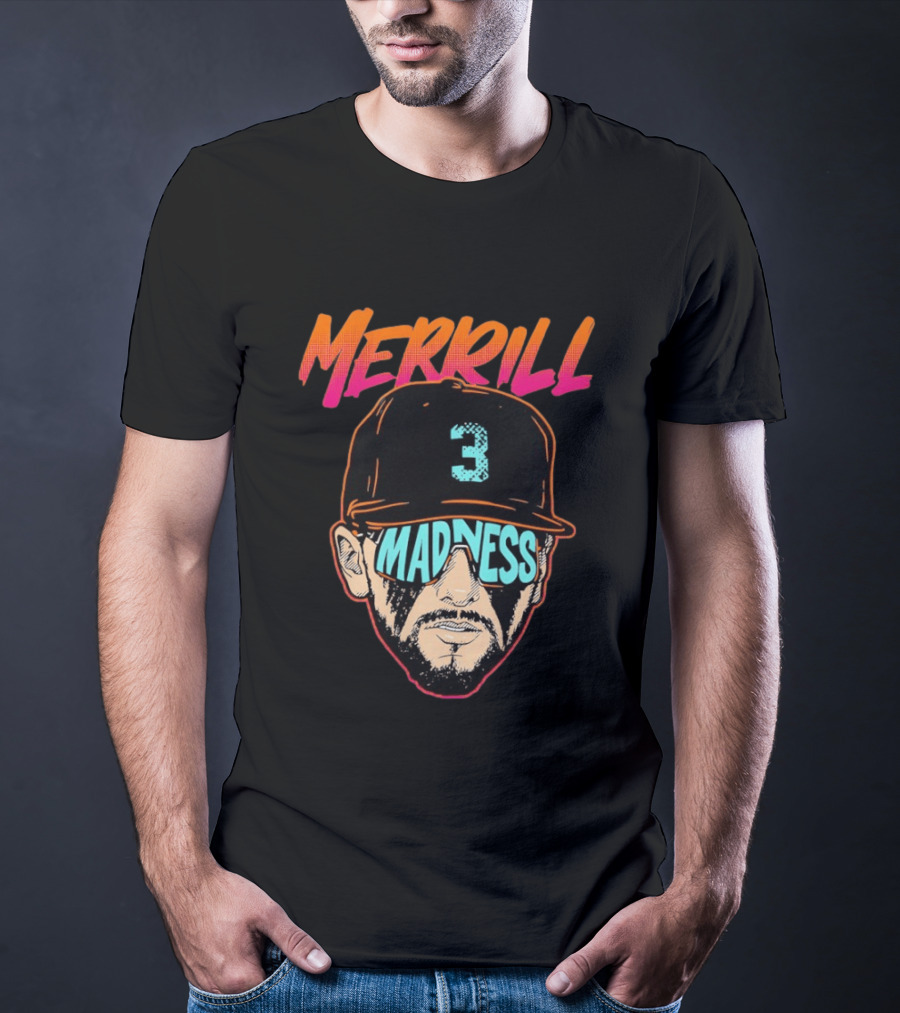 Merrill Madness San Diego Padres Jackson Merrill City Edition 3 Baseball T-Shirt
