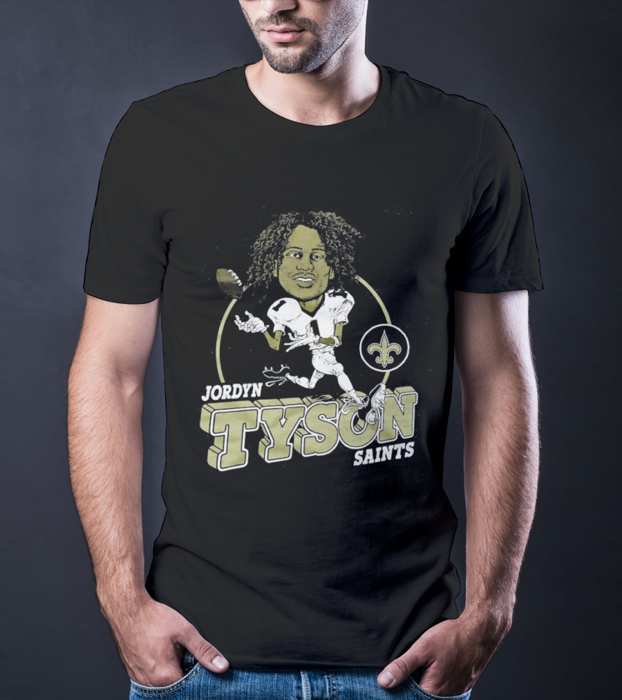 New Orleans Saints Jordyn Tyson Number 1 Caricature Fleur De Lis T-Shirt